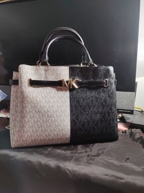 Michael Kors Two-Tone Black & Cream Satchel Handbag